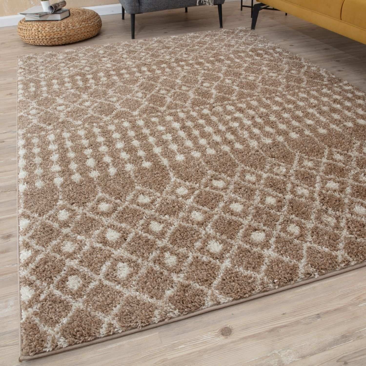 Moroccan Beige Shaggy Rug | 1020 - Bargainia.com - 