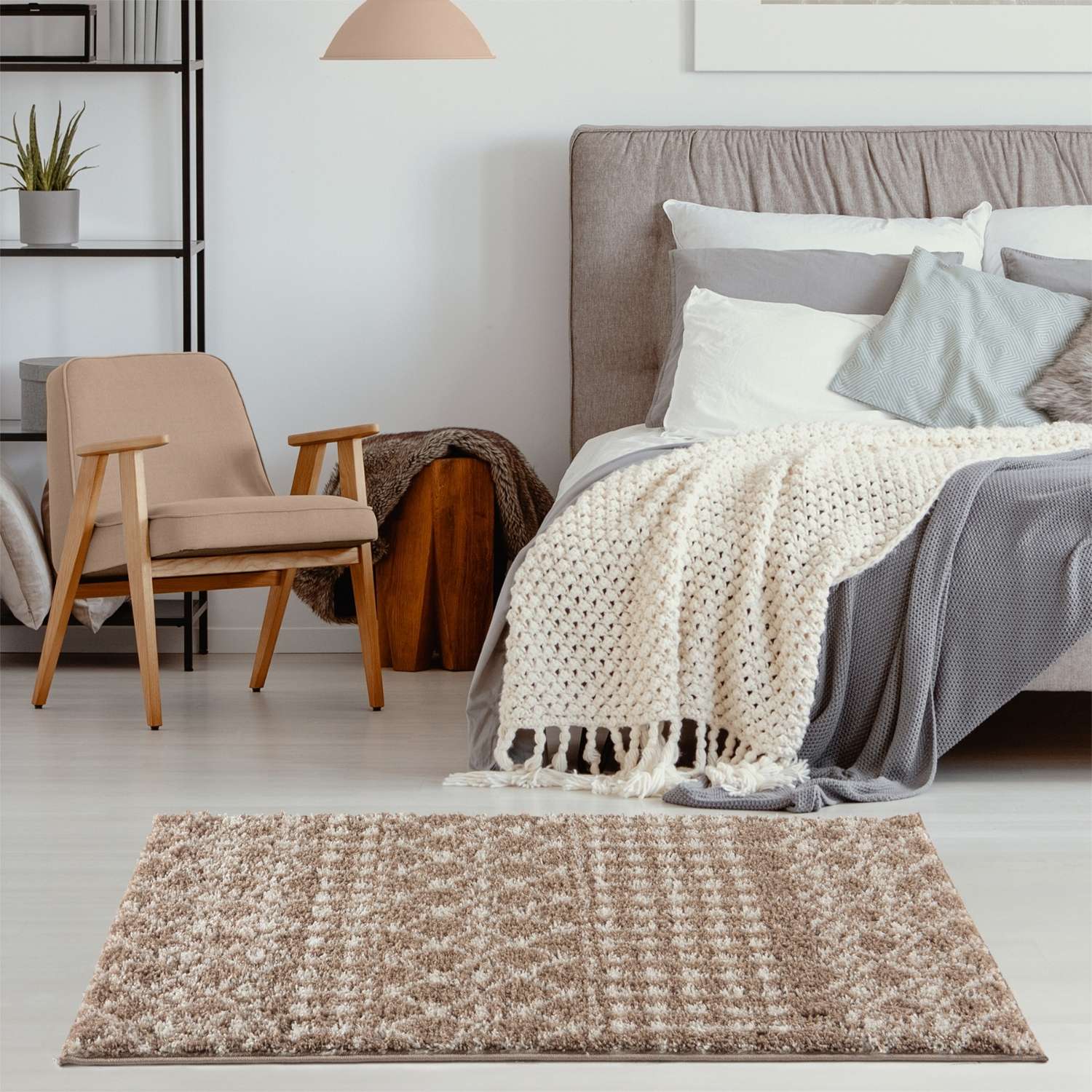Moroccan Beige Shaggy Rug | 1020 - Bargainia.com - 5056584541564 - 3594