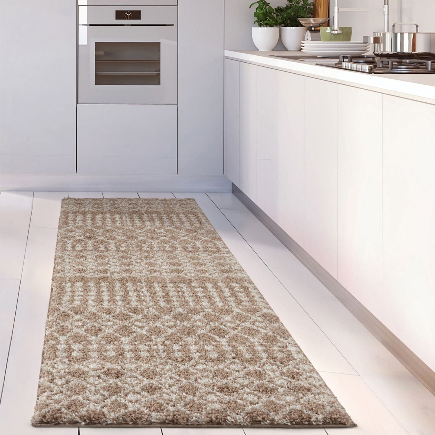 Moroccan Beige Shaggy Rug | 1020 - Bargainia.com - 