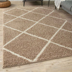 Moroccan Beige Shaggy Rug | 520 - Bargainia.com - 