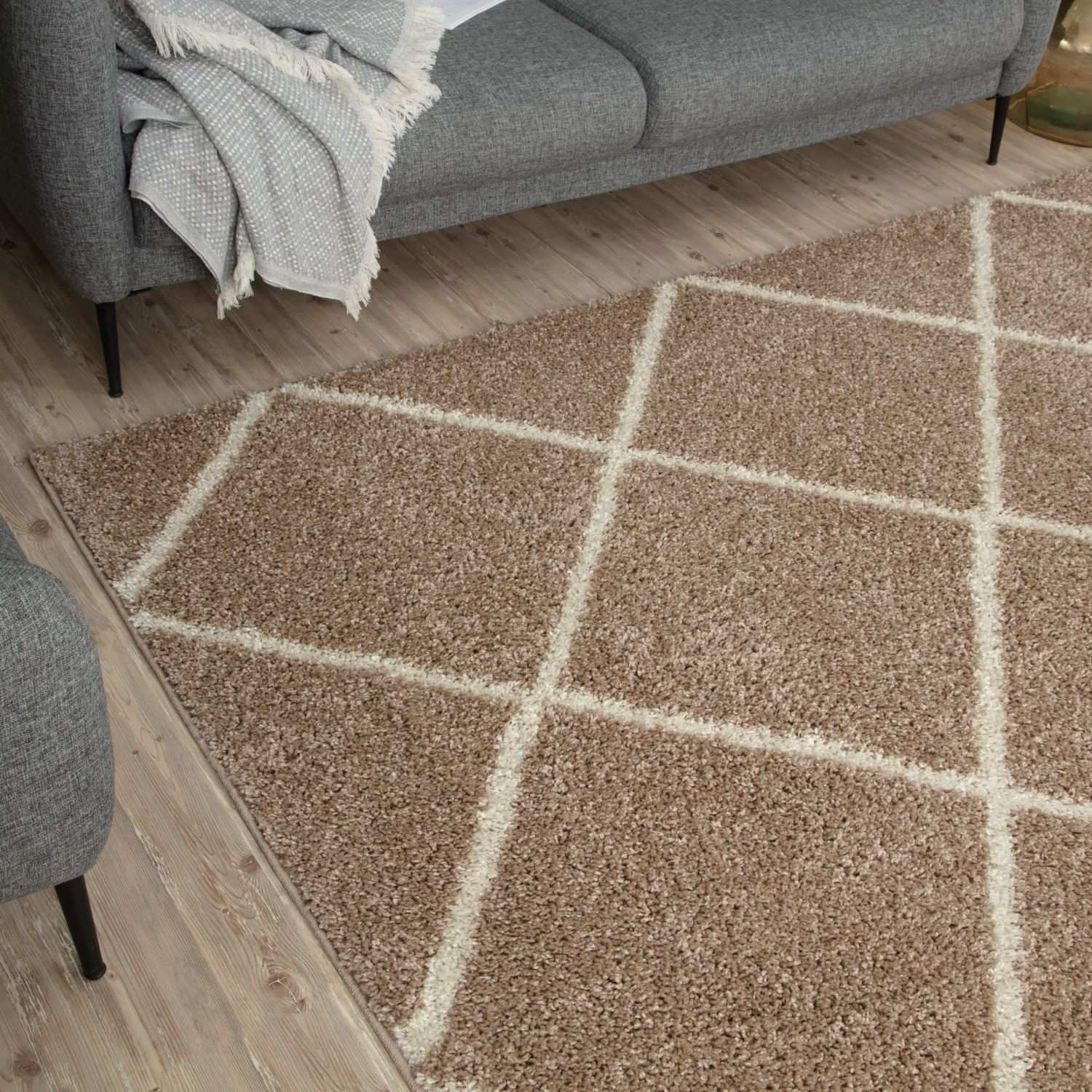 Moroccan Beige Shaggy Rug | 520 - Bargainia.com - 5056584503012 - 3180