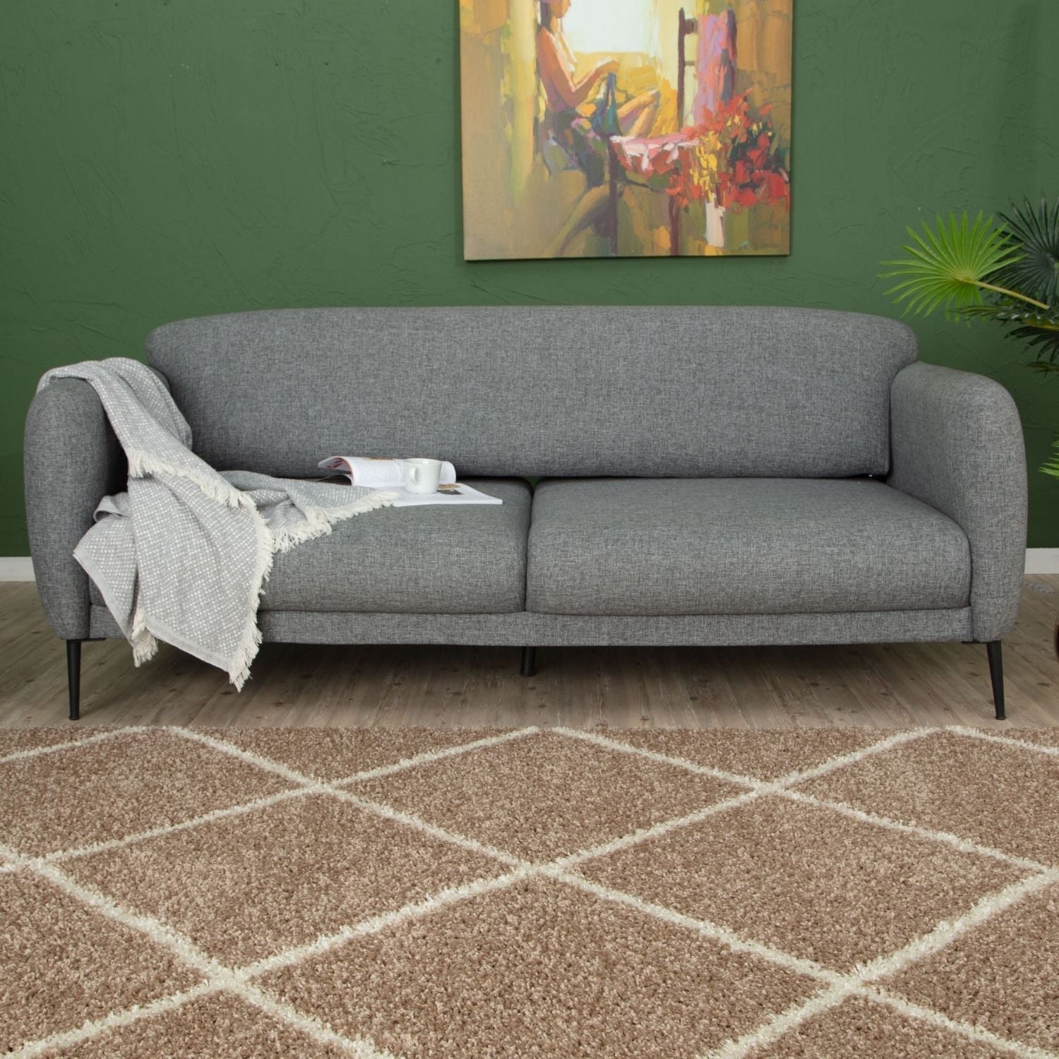 Moroccan Beige Shaggy Rug | 520 - Bargainia.com - 