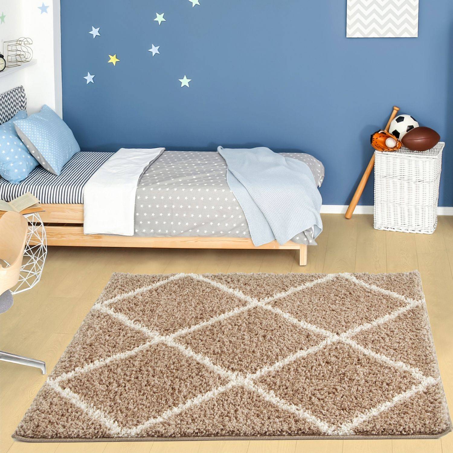 Moroccan Beige Shaggy Rug | 520 - Bargainia.com - 5056584503197 - 3183
