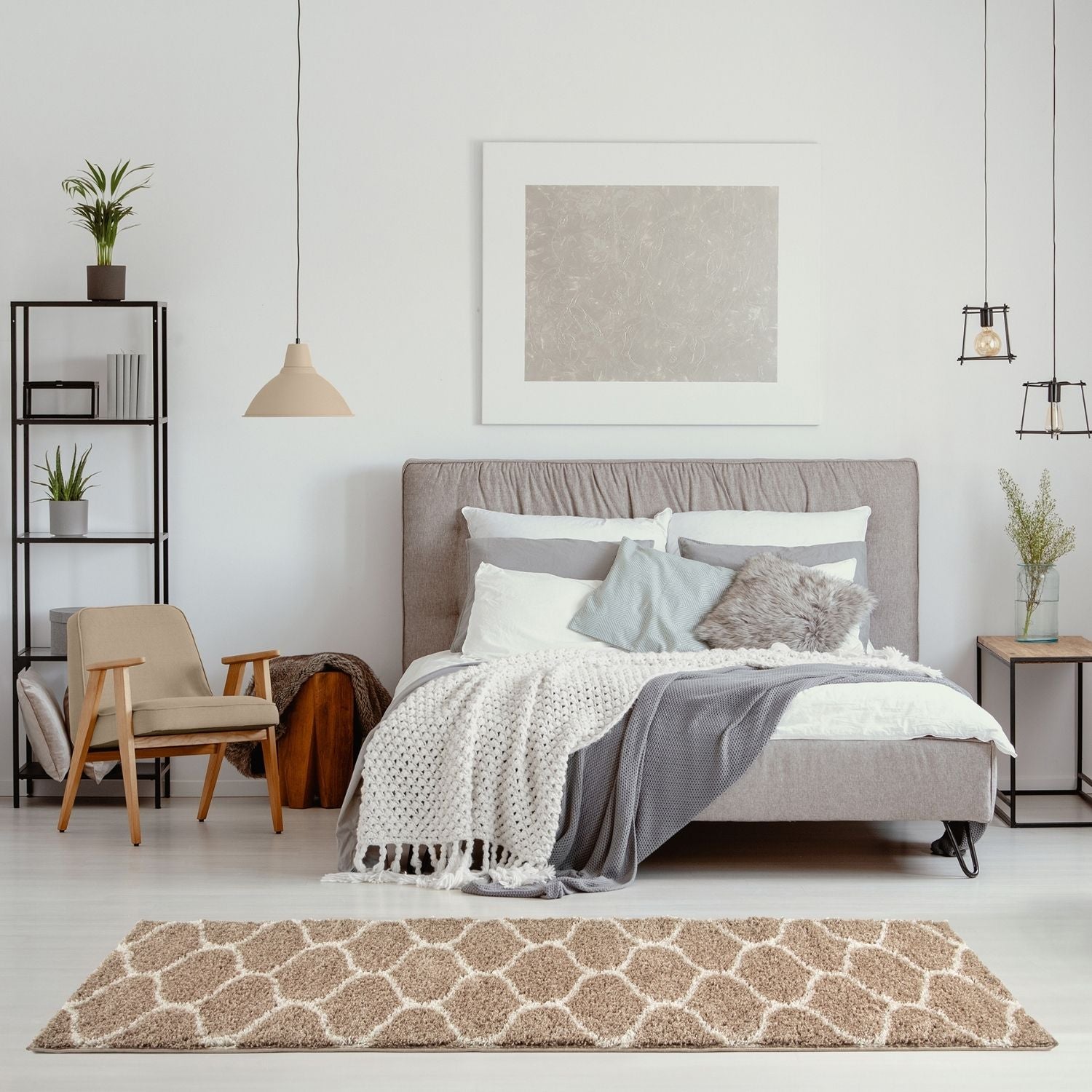 Moroccan Beige Shaggy Rug | 620 - Bargainia.com - 