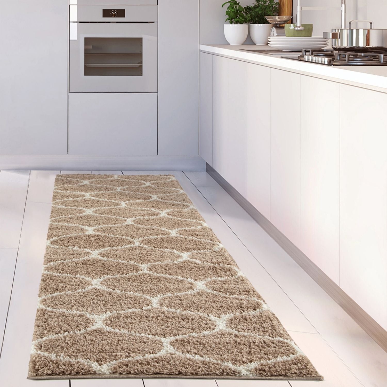 Moroccan Beige Shaggy Rug | 620 - Bargainia.com - 