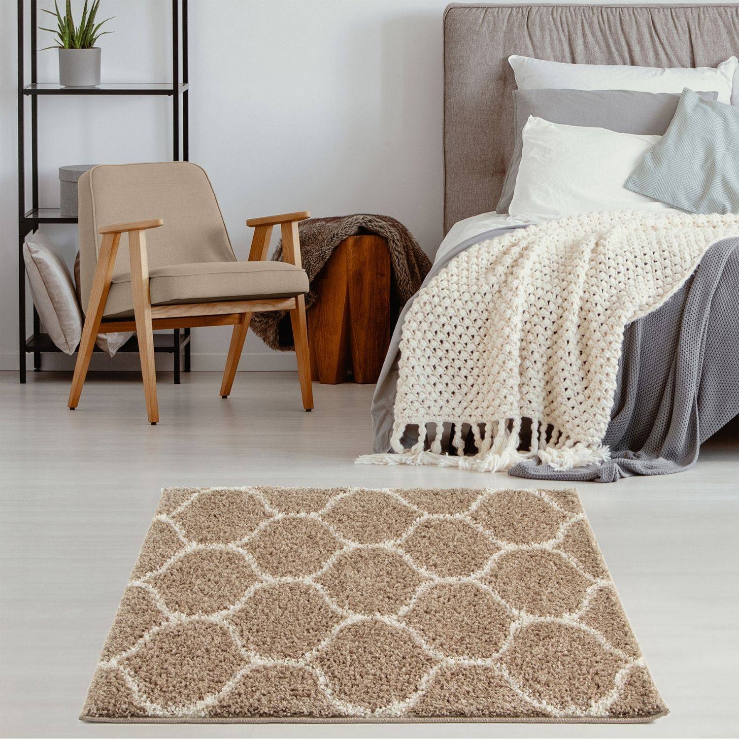Moroccan Beige Shaggy Rug | 620 - Bargainia.com - 5056584503791 - 3243