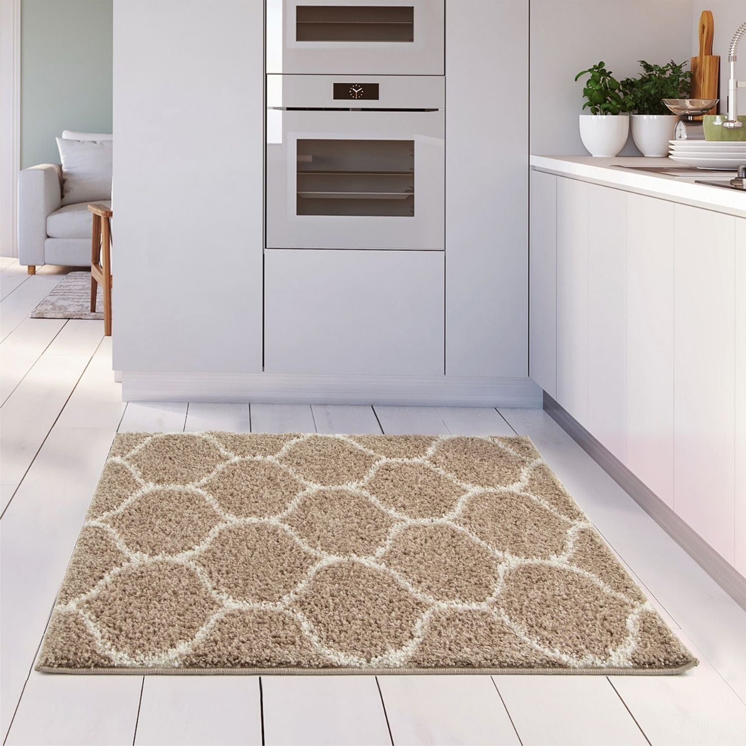Moroccan Beige Shaggy Rug | 620 - Bargainia.com - 