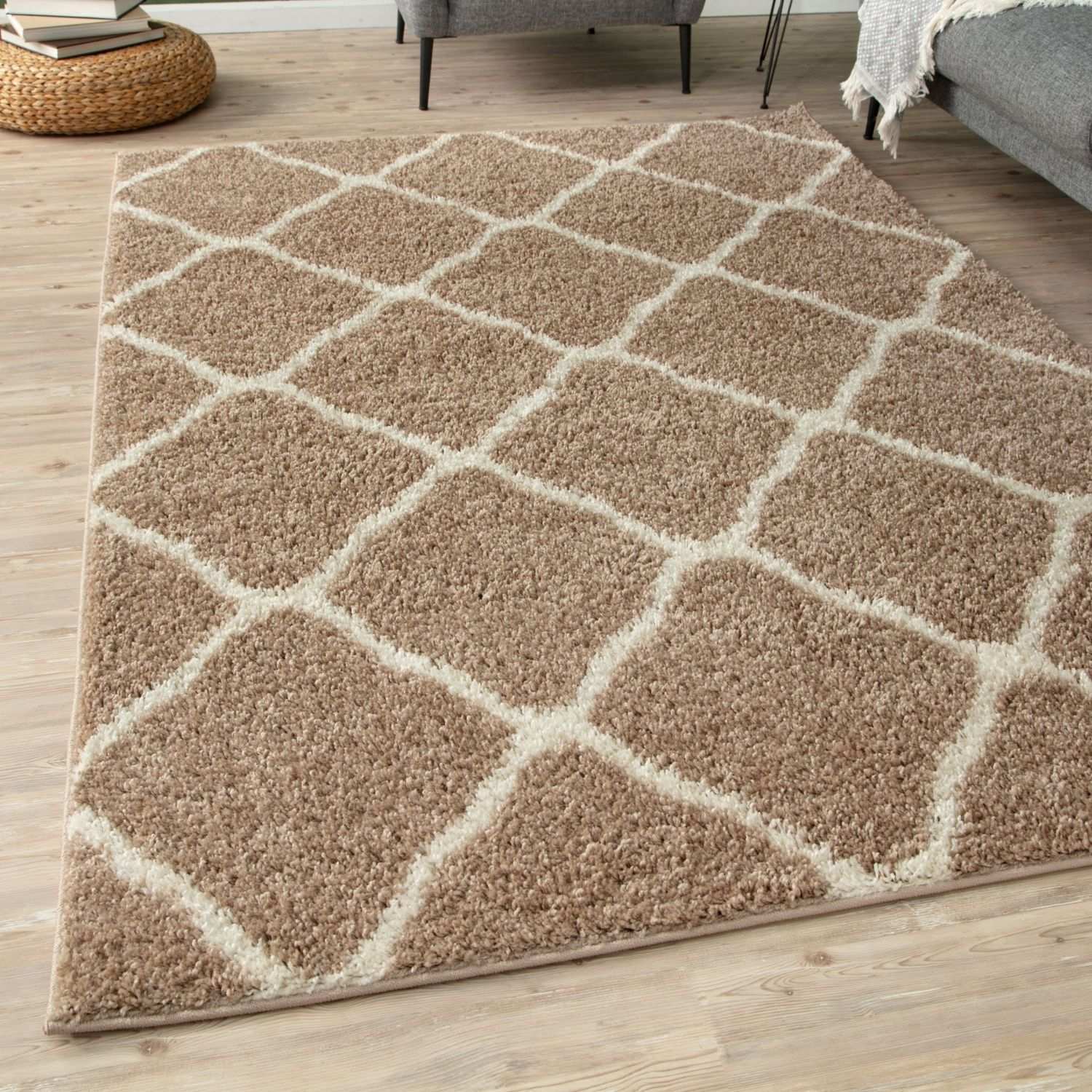 Moroccan Beige Shaggy Rug | 720 - Bargainia.com - 5056584504217 - 3300