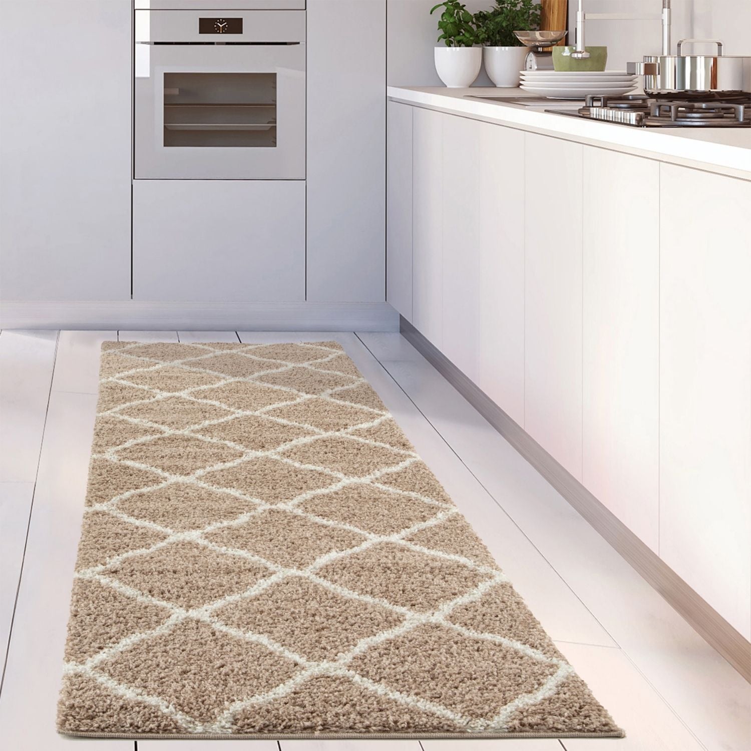Moroccan Beige Shaggy Rug | 720 - Bargainia.com - 5056584504330 - 3302