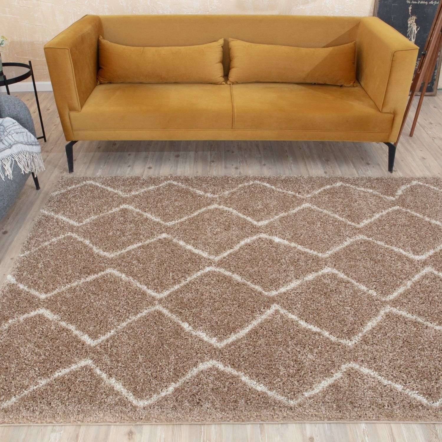Moroccan Beige Shaggy Rug | 820 - Bargainia.com - 5056584513349 - 3473