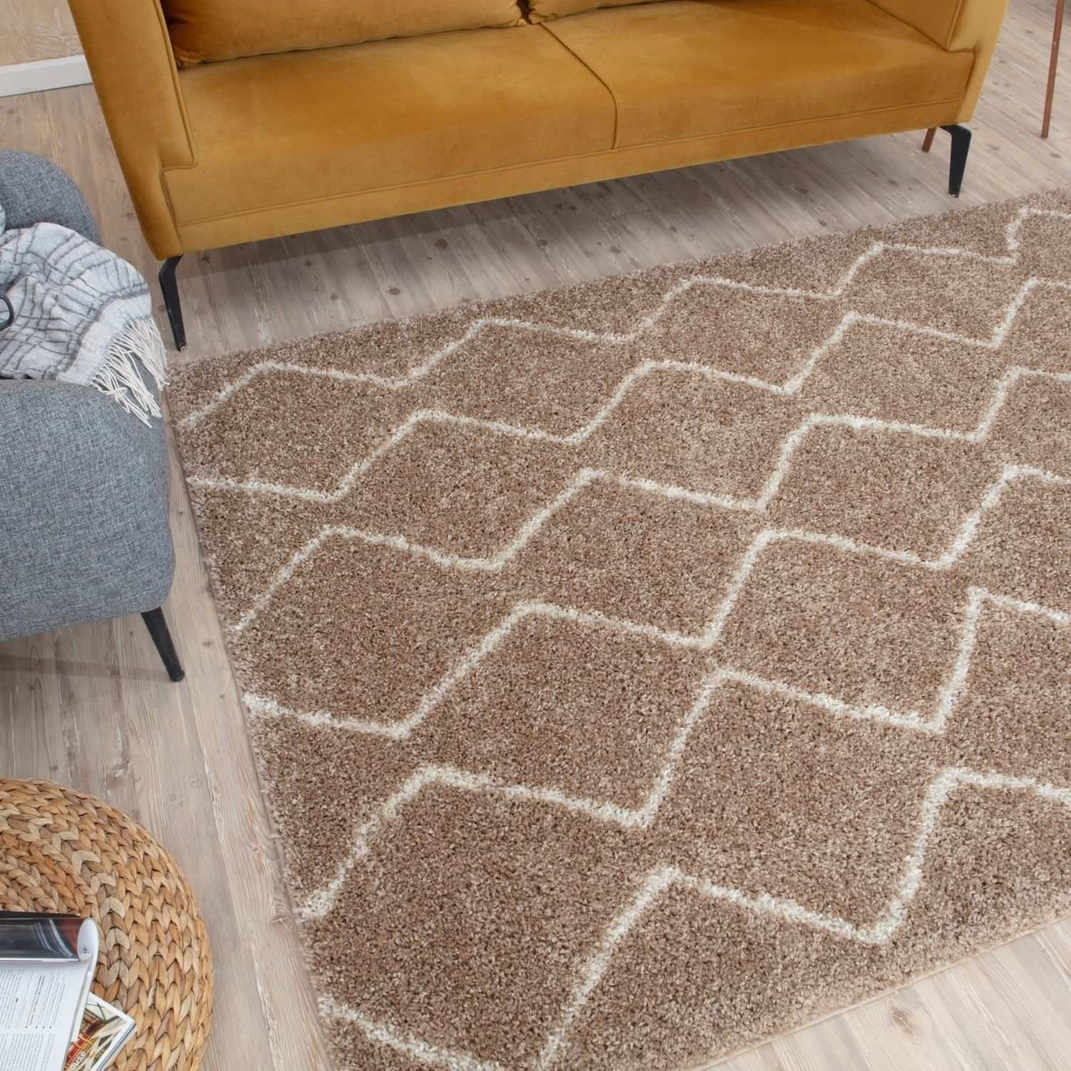Moroccan Beige Shaggy Rug | 820 - Bargainia.com - 