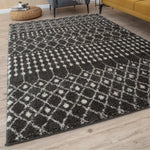 Moroccan Dark Grey Shaggy Rug | 1040 - Bargainia.com - 