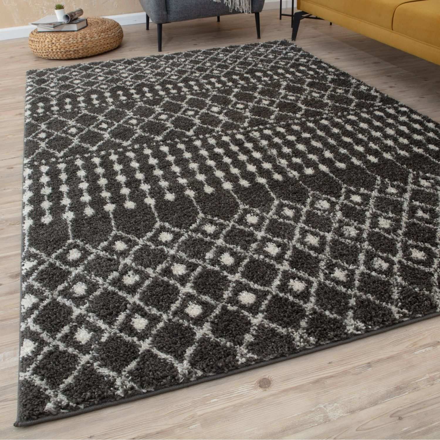 Moroccan Dark Grey Shaggy Rug | 1040 - Bargainia.com - 5056584541526 - 3613