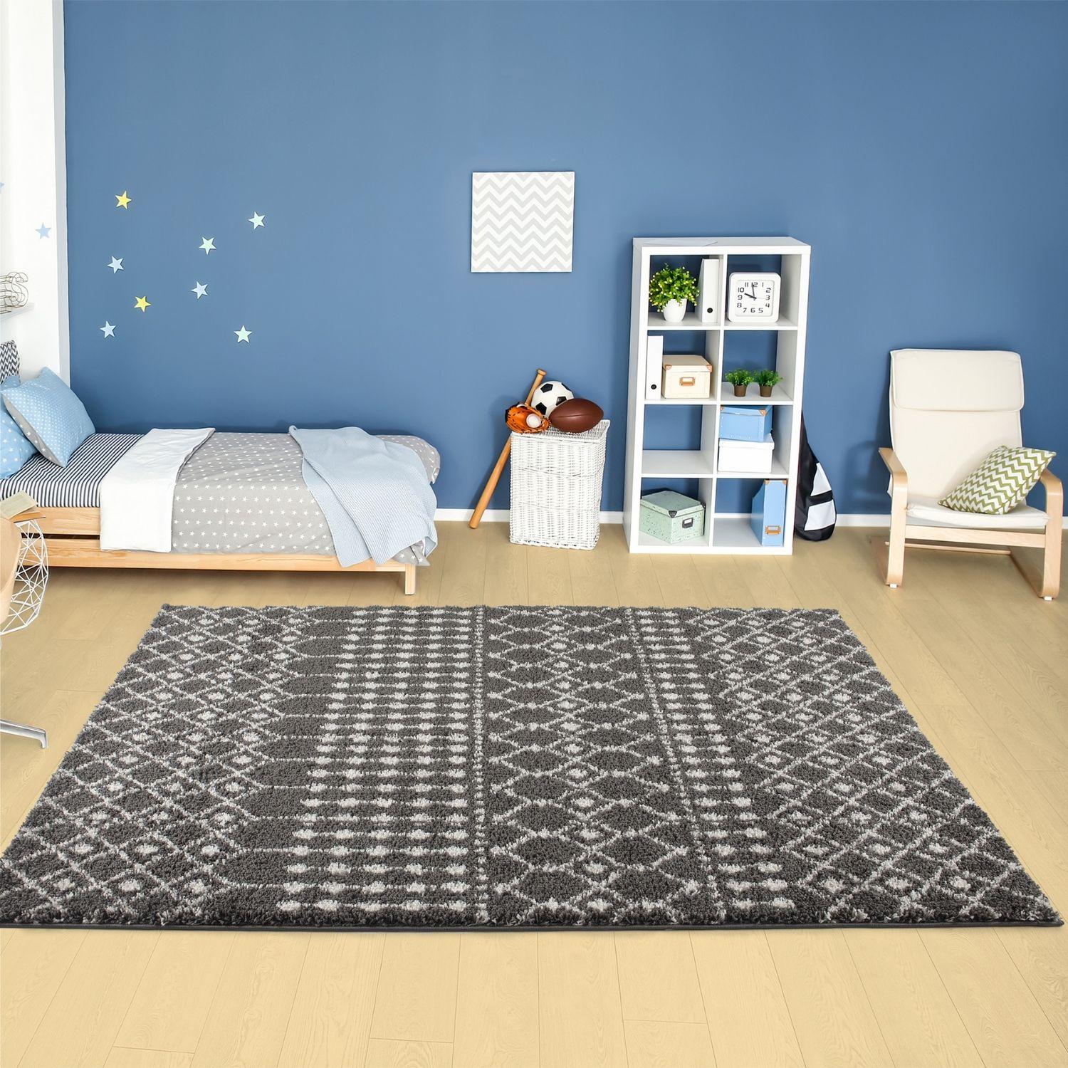 Moroccan Dark Grey Shaggy Rug | 1040 - Bargainia.com - 