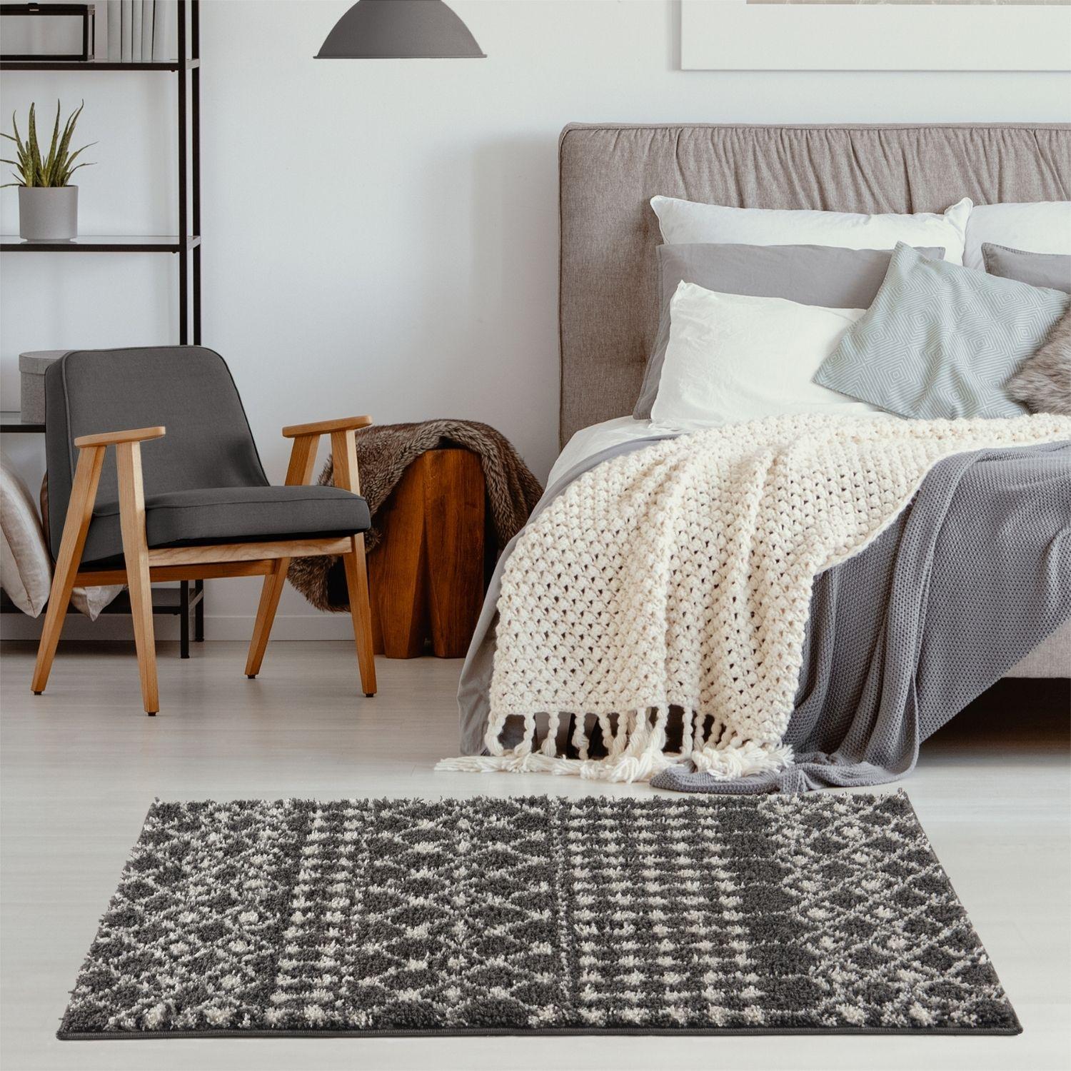 Moroccan Dark Grey Shaggy Rug | 1040 - Bargainia.com - 5056584541588 - 3614