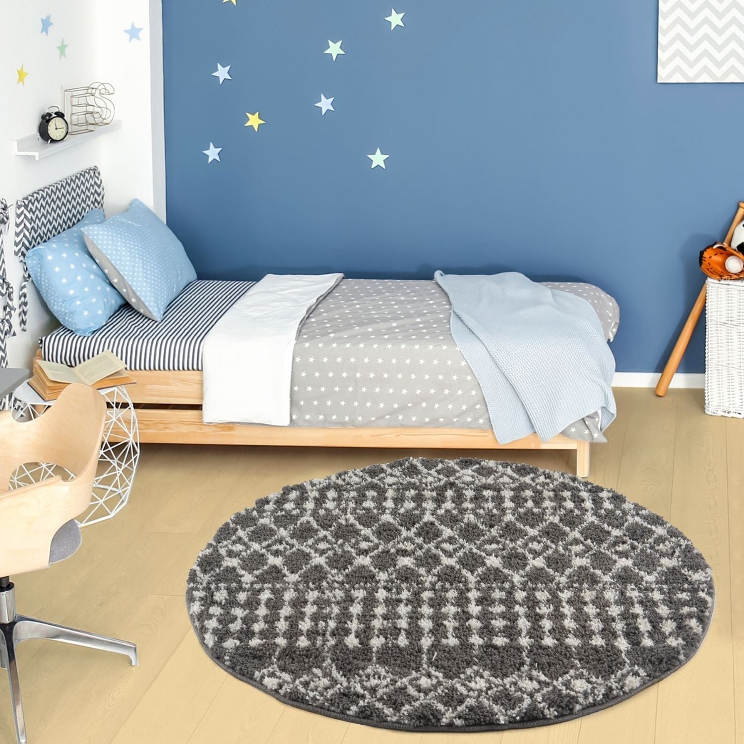 Moroccan Dark Grey Shaggy Rug | 1040 - Bargainia.com - 