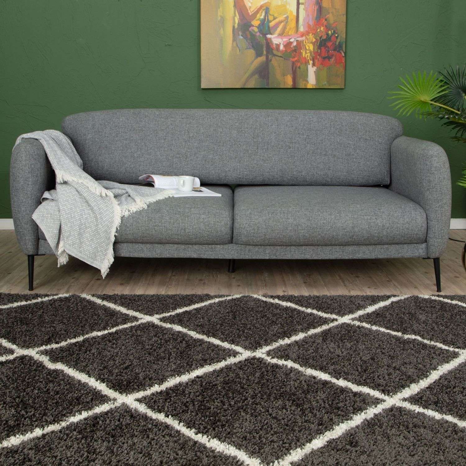 Moroccan Dark Grey Shaggy Rug | 540 - Bargainia.com - 5056584503036 - 3200