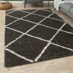 Moroccan Dark Grey Shaggy Rug | 540 - Bargainia.com - 