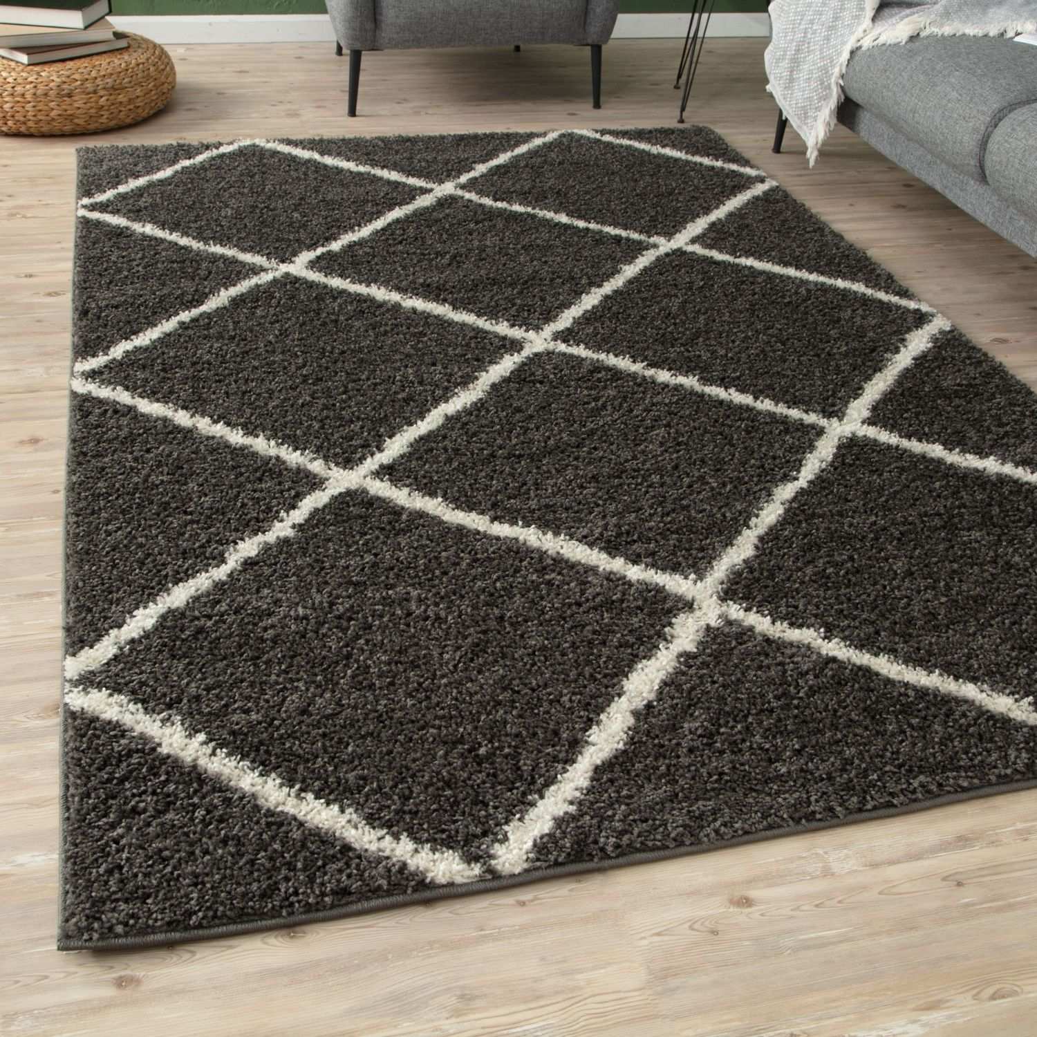 Moroccan Dark Grey Shaggy Rug | 540 - Bargainia.com - 5056584503036 - 3200