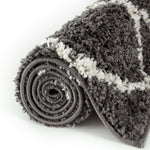 Moroccan Dark Grey Shaggy Rug | 540 - Bargainia.com - 