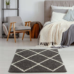 Moroccan Dark Grey Shaggy Rug | 540 - Bargainia.com - 