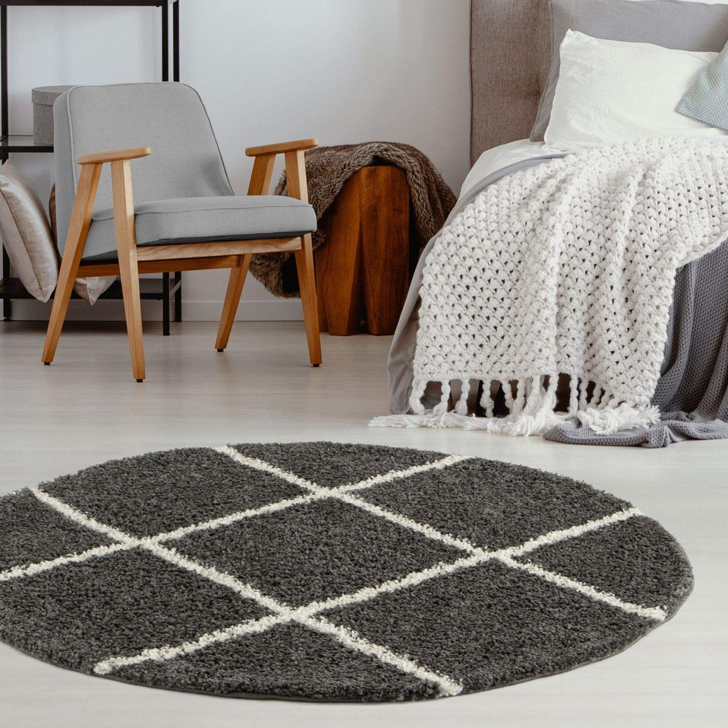 Moroccan Dark Grey Shaggy Rug | 540 - Bargainia.com - 5056584503272 - 3204