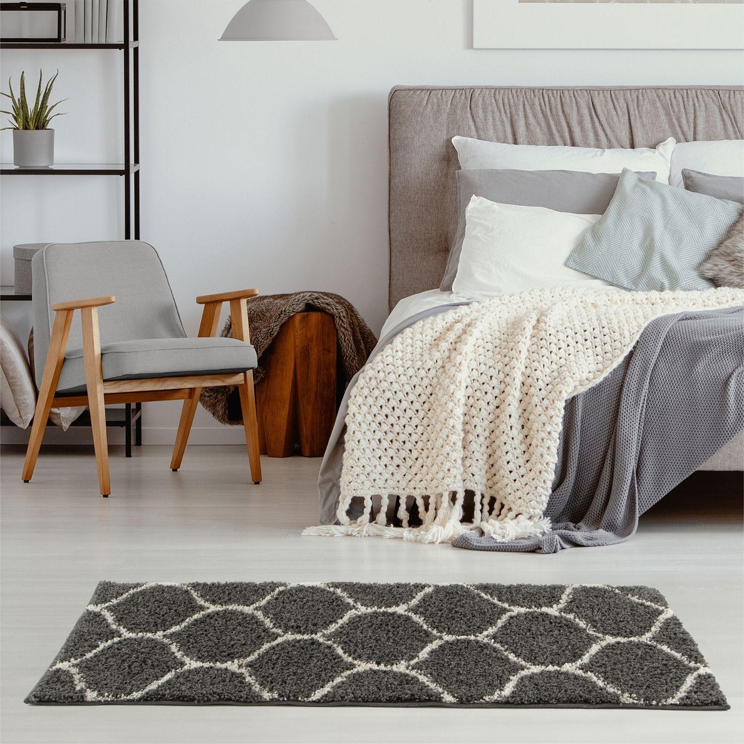 Moroccan Dark Grey Shaggy Rug | 640 - Bargainia.com - 5056584503630 - 3260