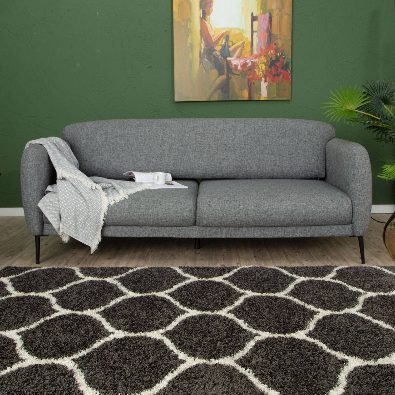 Moroccan Dark Grey Shaggy Rug | 640 - Bargainia.com - 