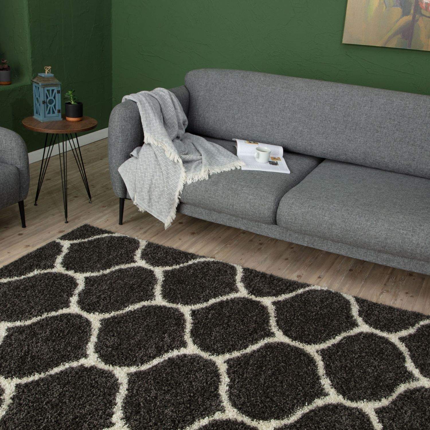 Moroccan Dark Grey Shaggy Rug | 640 - Bargainia.com - 5056584503630 - 3260