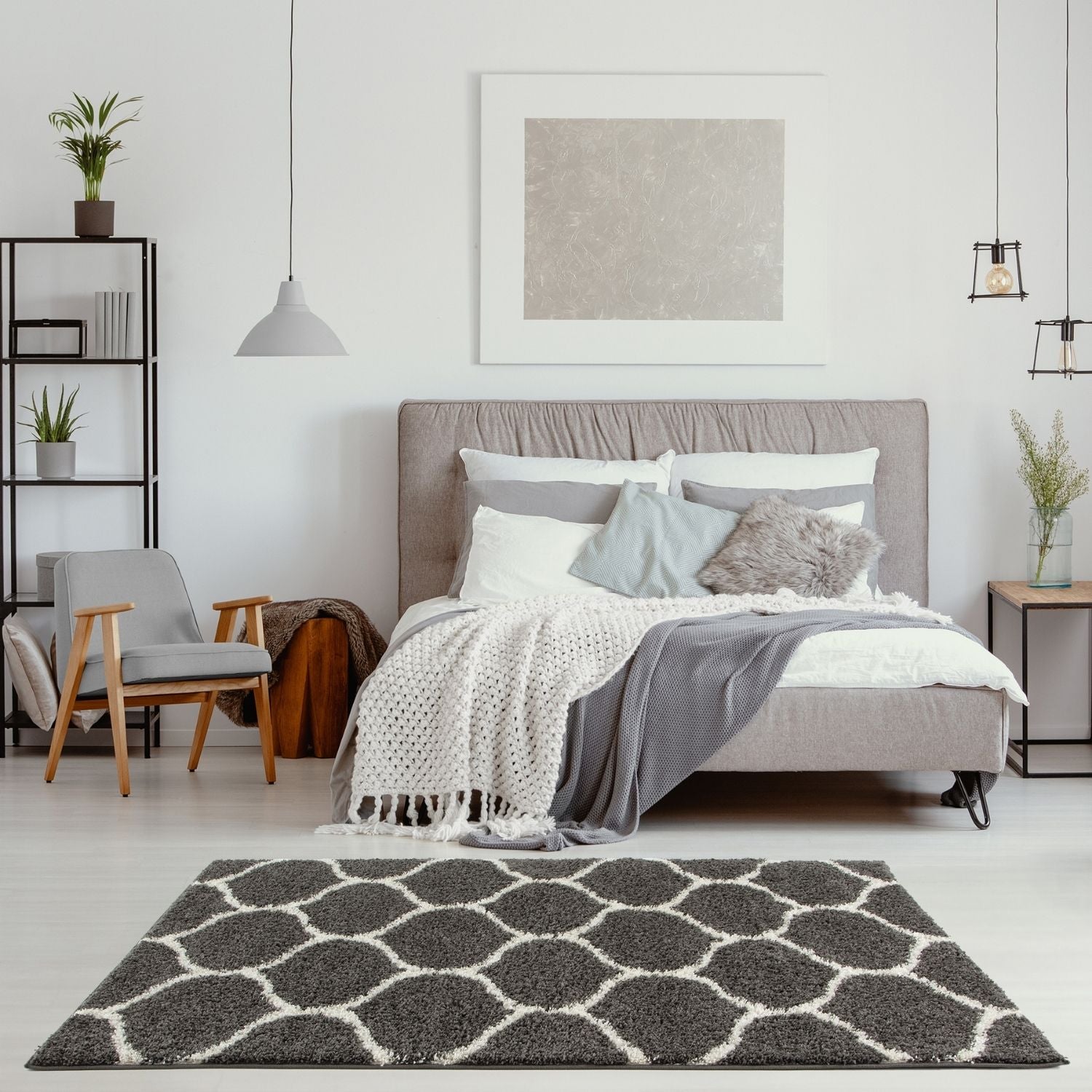 Moroccan Dark Grey Shaggy Rug | 640 - Bargainia.com - 5056584503630 - 3260