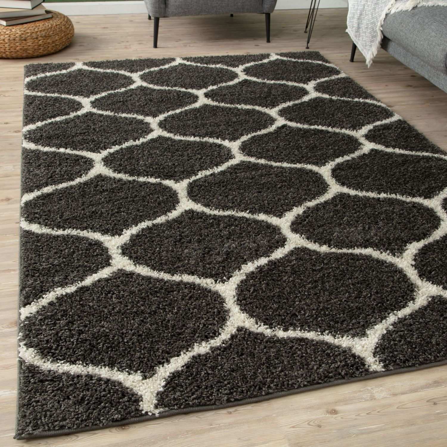 Moroccan Dark Grey Shaggy Rug | 640 - Bargainia.com - 5056584503630 - 3260
