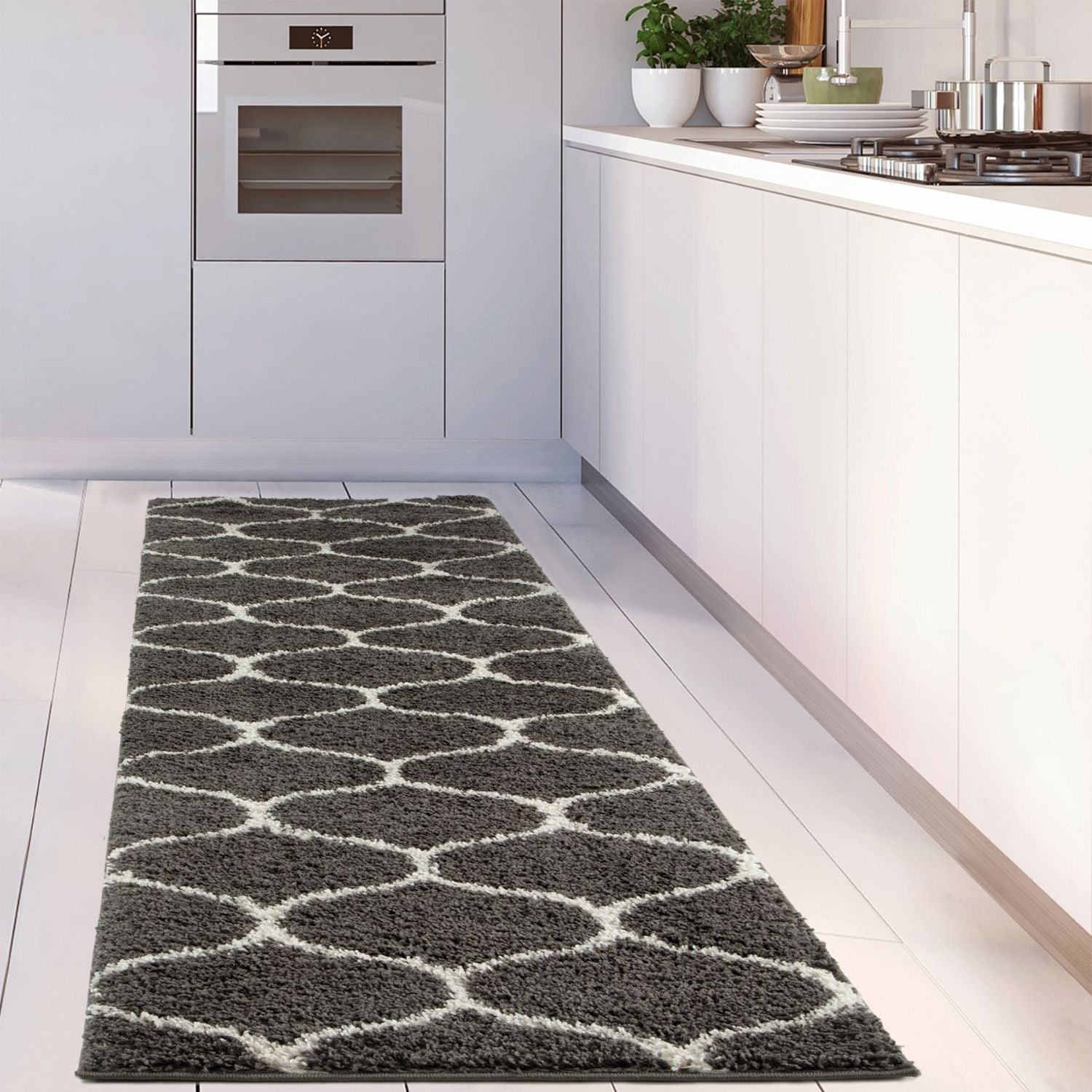 Moroccan Dark Grey Shaggy Rug | 640 - Bargainia.com - 5056584503753 - 3262