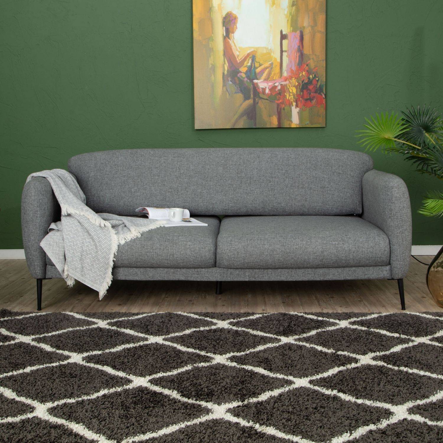 Moroccan Dark Grey Shaggy Rug | 740 - Bargainia.com - 5056584504231 - 3320