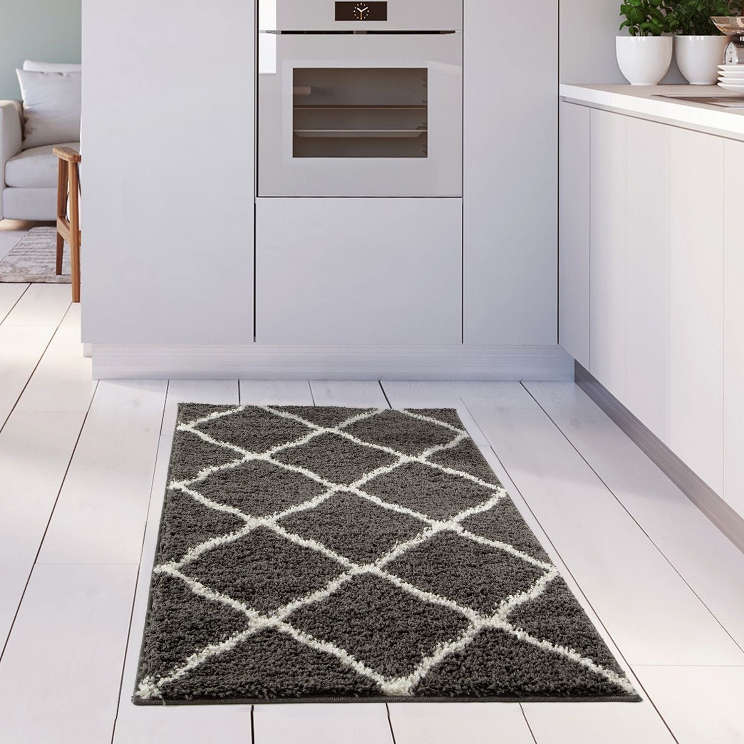 Moroccan Dark Grey Shaggy Rug | 740 - Bargainia.com - 5056584504231 - 3320