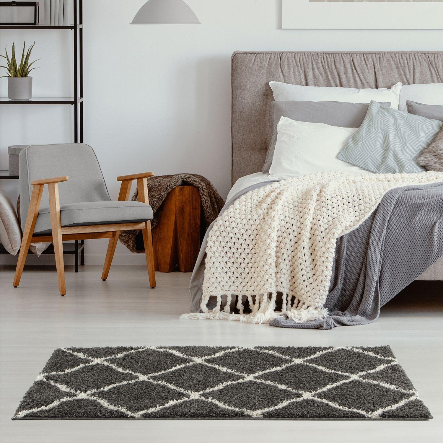 Moroccan Dark Grey Shaggy Rug | 740 - Bargainia.com - 5056584504231 - 3320