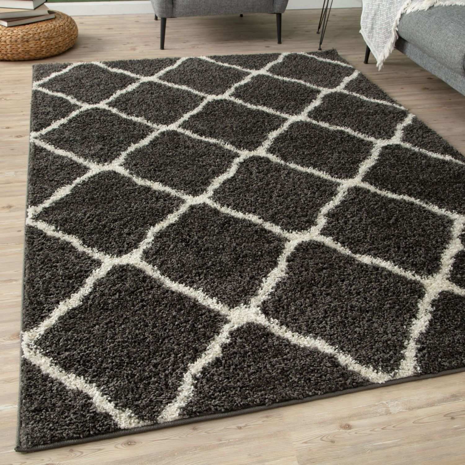 Moroccan Dark Grey Shaggy Rug | 740 - Bargainia.com - 5056584504231 - 3320