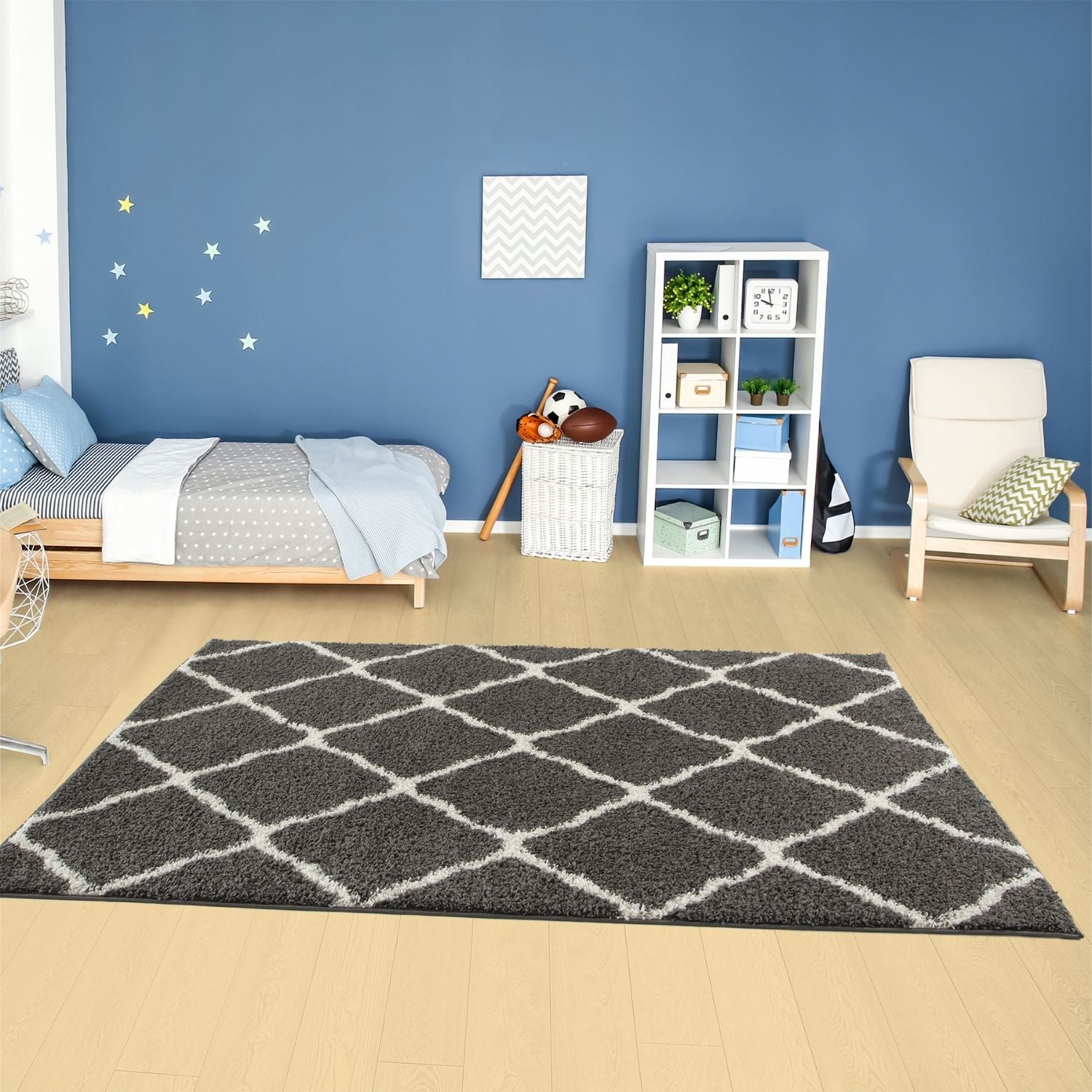 Moroccan Dark Grey Shaggy Rug | 740 - Bargainia.com - 5056584504231 - 3320