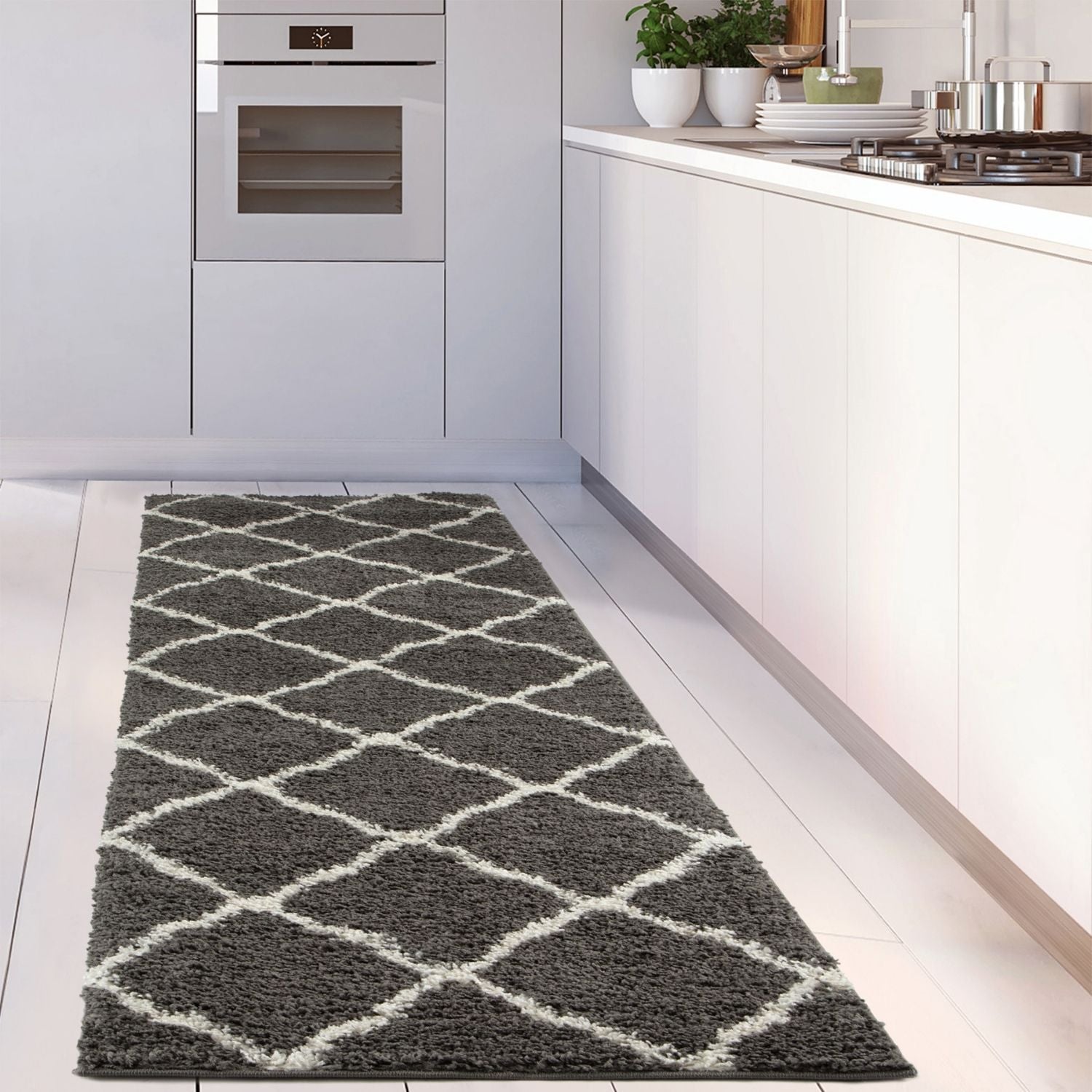 Moroccan Dark Grey Shaggy Rug | 740 - Bargainia.com - 5056584504354 - 3322
