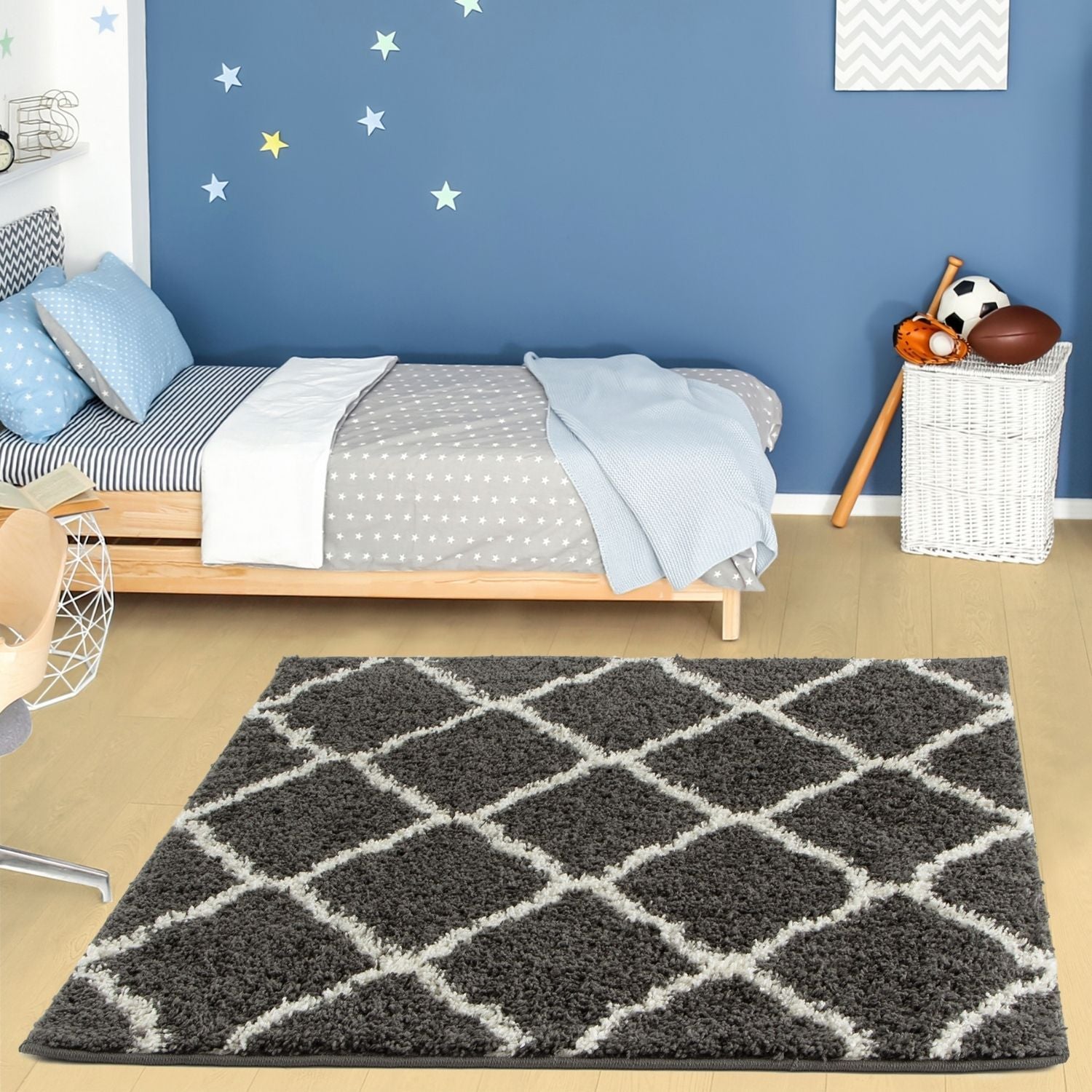 Moroccan Dark Grey Shaggy Rug | 740 - Bargainia.com - 5056584504415 - 3323
