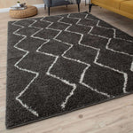 Moroccan Dark Grey Shaggy Rug | 840 - Bargainia.com - 