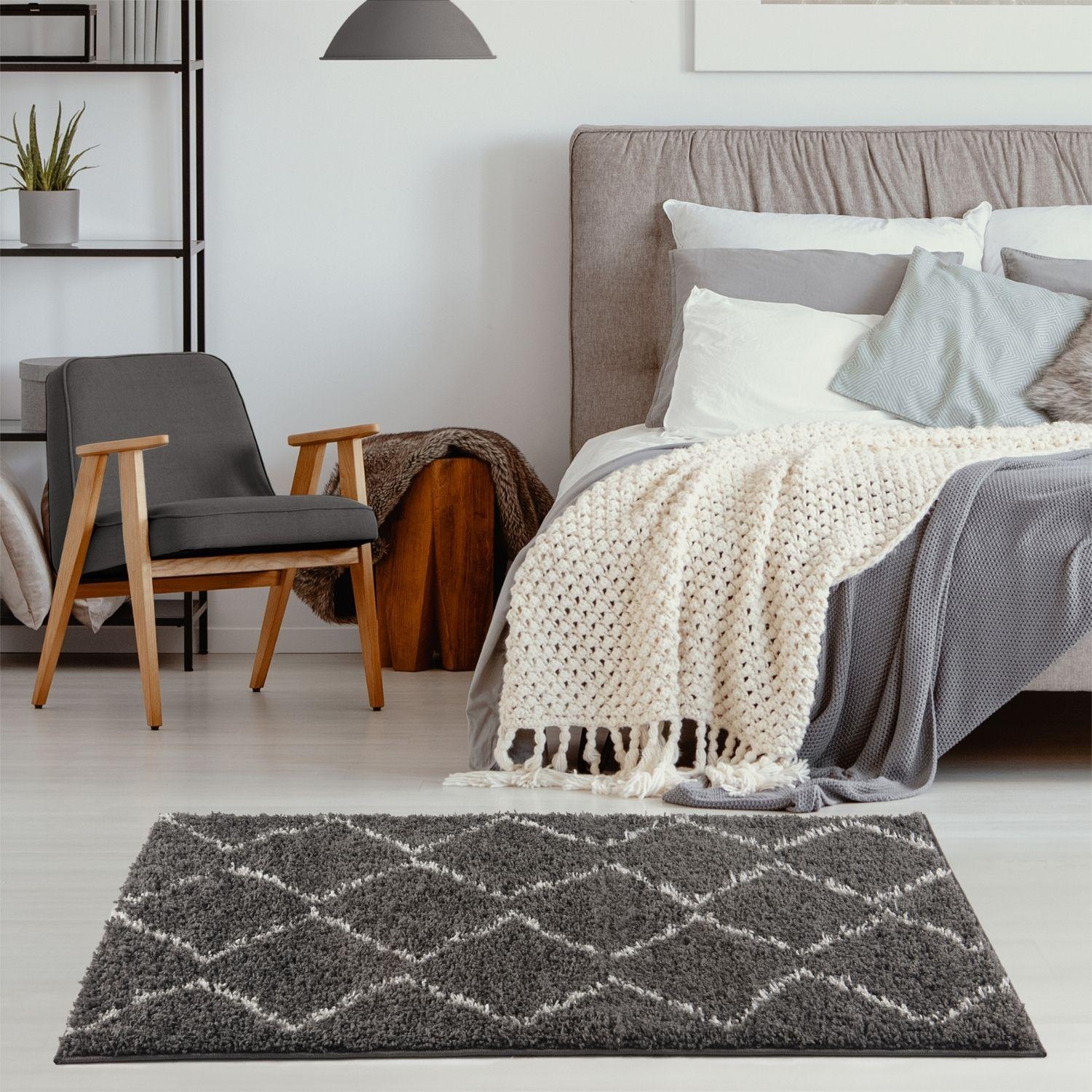 Moroccan Dark Grey Shaggy Rug | 840 - Bargainia.com - 5056584513509 - 3494