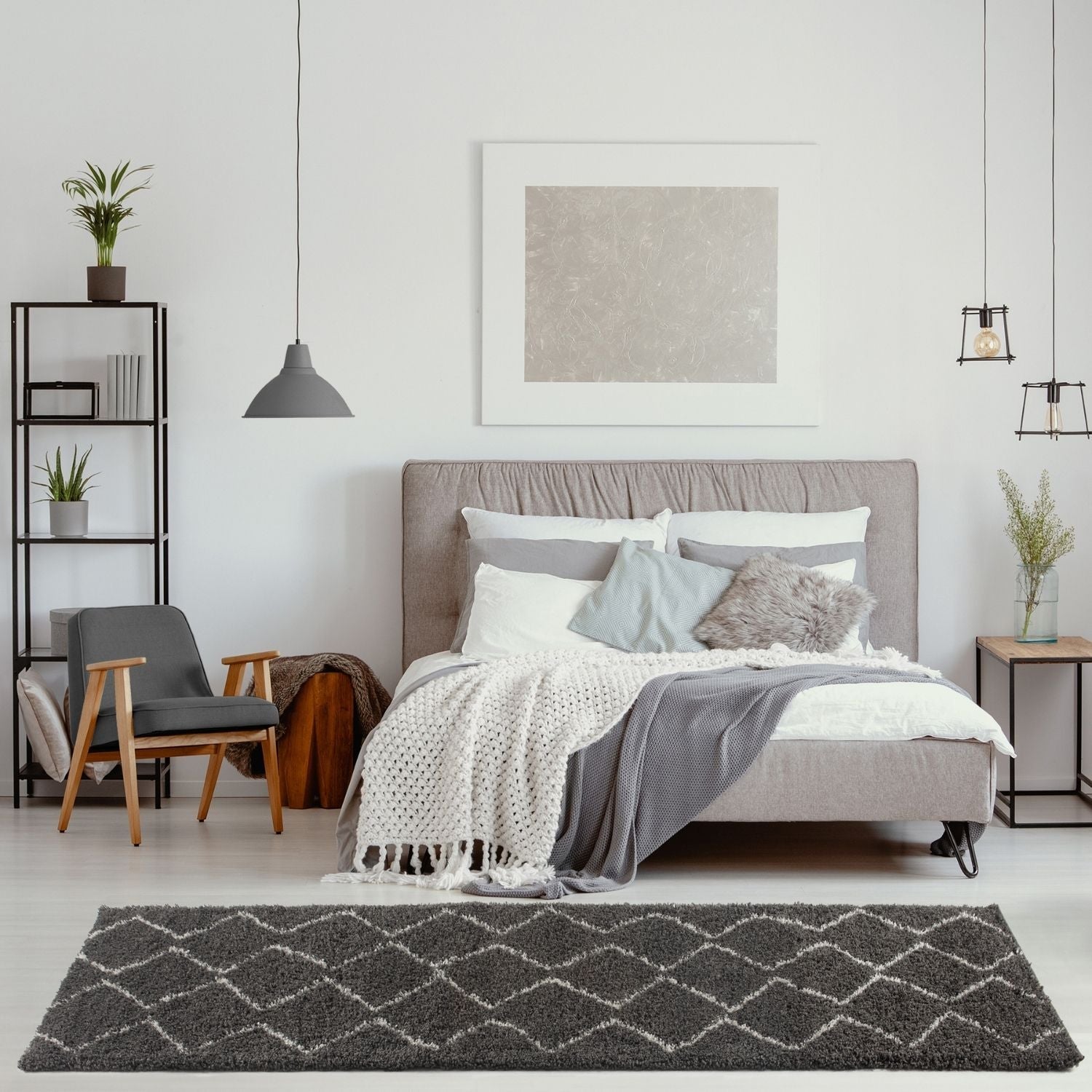 Moroccan Dark Grey Shaggy Rug | 840 - Bargainia.com - 5056584513622 - 3495