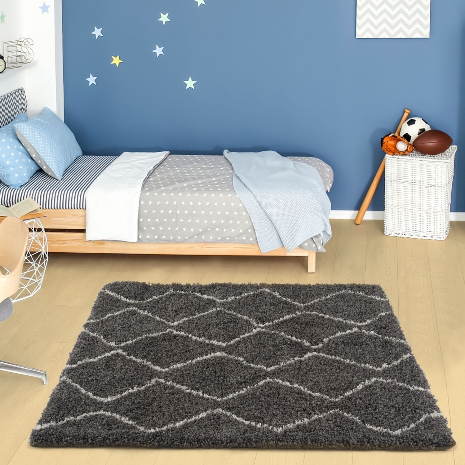 Moroccan Dark Grey Shaggy Rug | 840 - Bargainia.com - 5056584513745 - 3497
