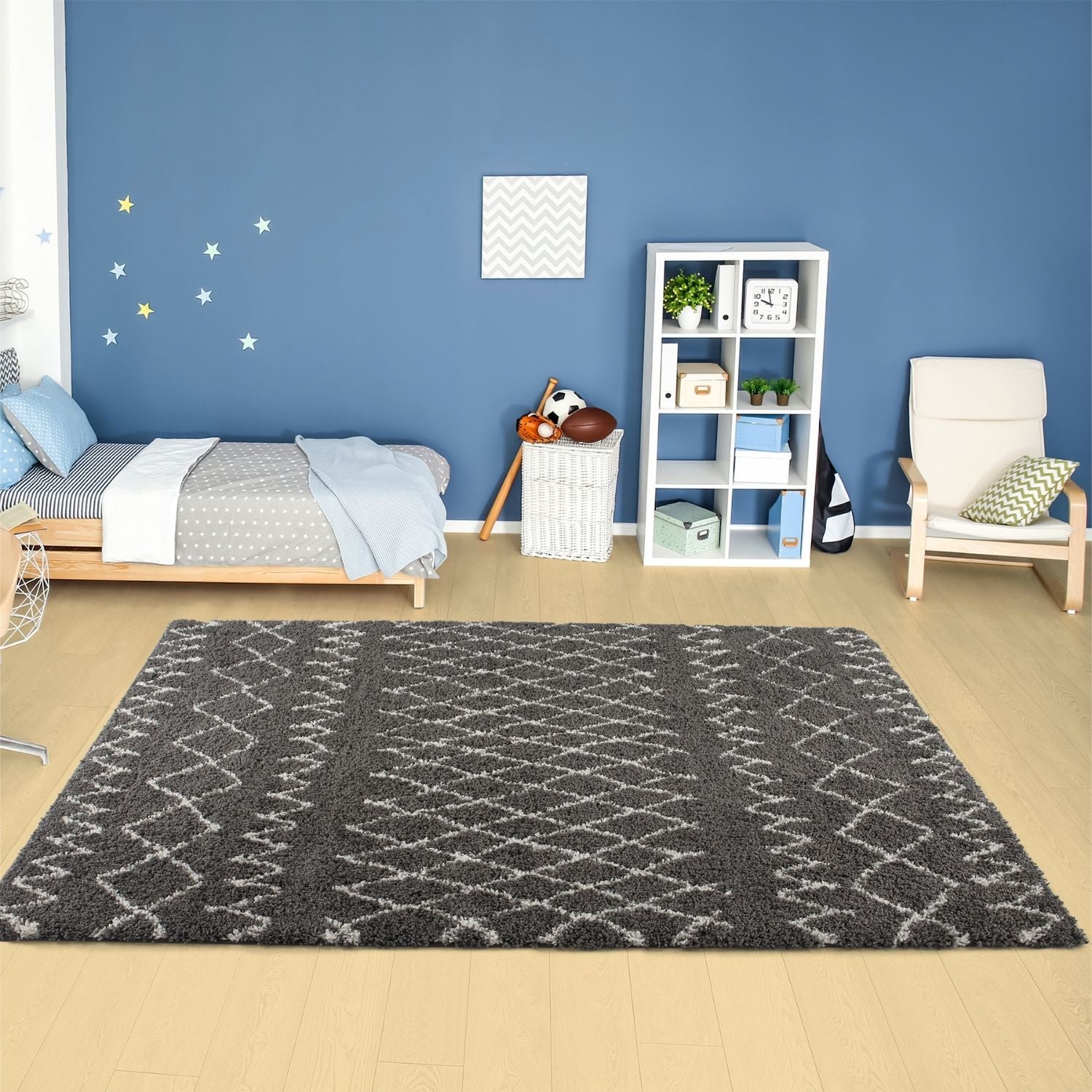 Moroccan Dark Grey Shaggy Rug | 940 - Bargainia.com - 5056584513448 - 3553