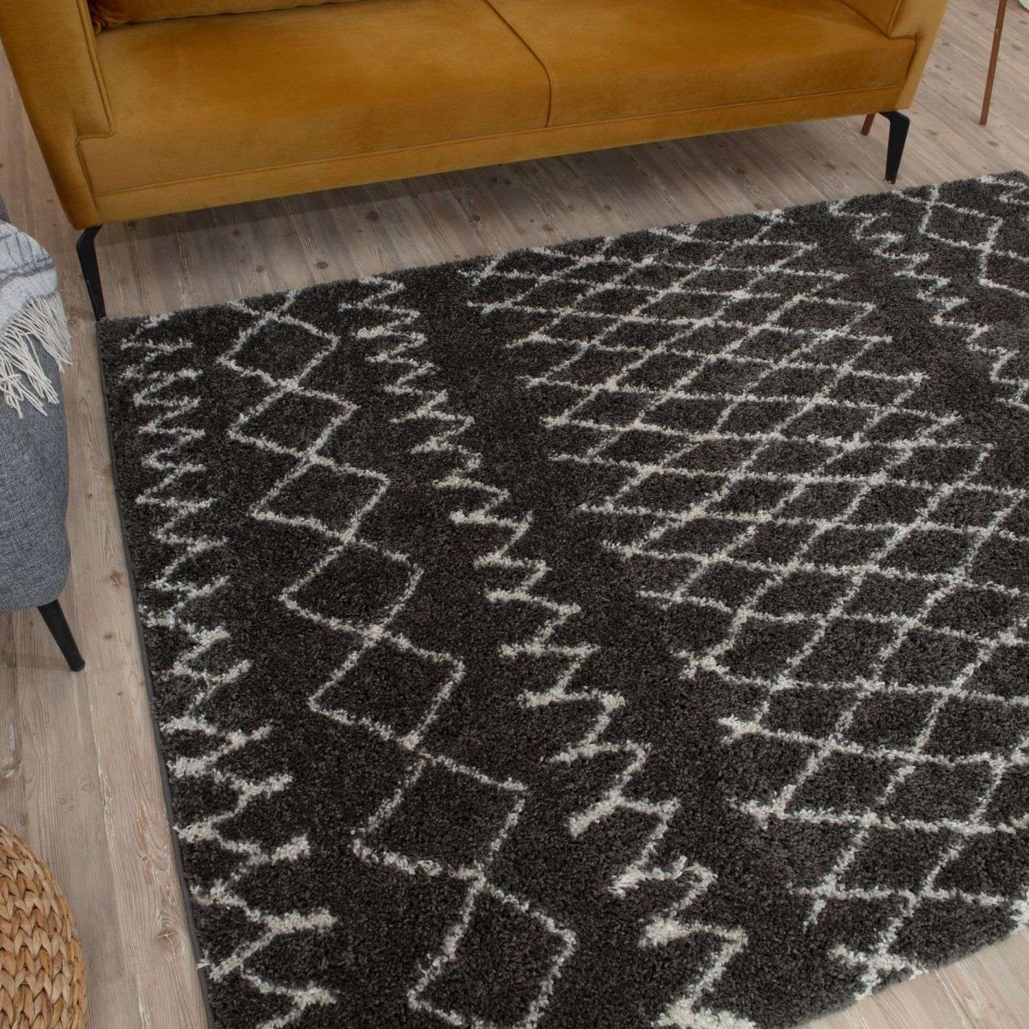 Moroccan Dark Grey Shaggy Rug | 940 - Bargainia.com - 