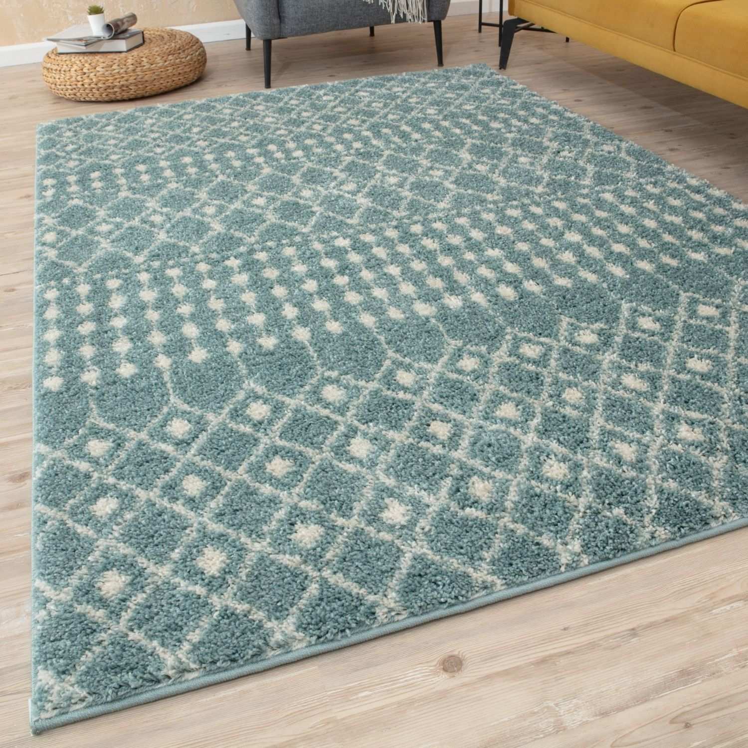 Moroccan Duck Egg Blue Shaggy Rug | 1050 - Bargainia.com - 5056584541533 - 3623