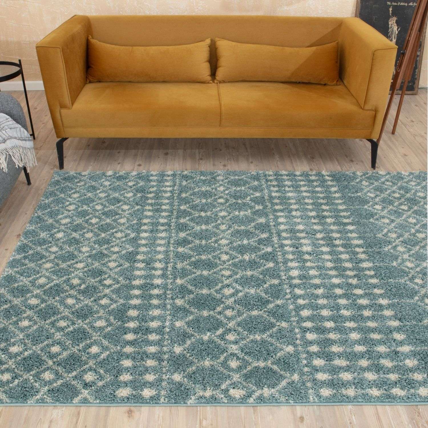 Moroccan Duck Egg Blue Shaggy Rug | 1050 - Bargainia.com - 5056584541533 - 3623