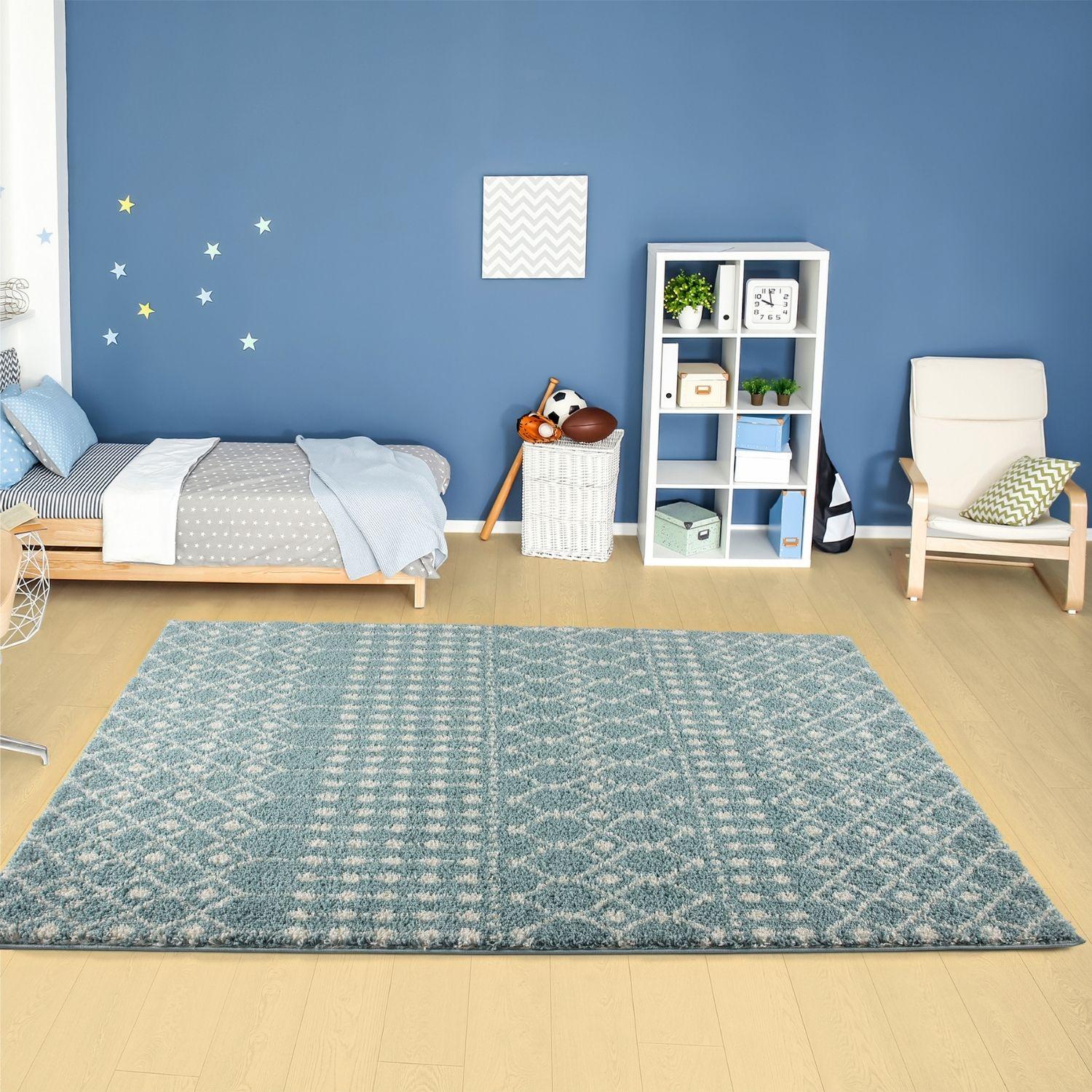 Moroccan Duck Egg Blue Shaggy Rug | 1050 - Bargainia.com - 5056584541533 - 3623