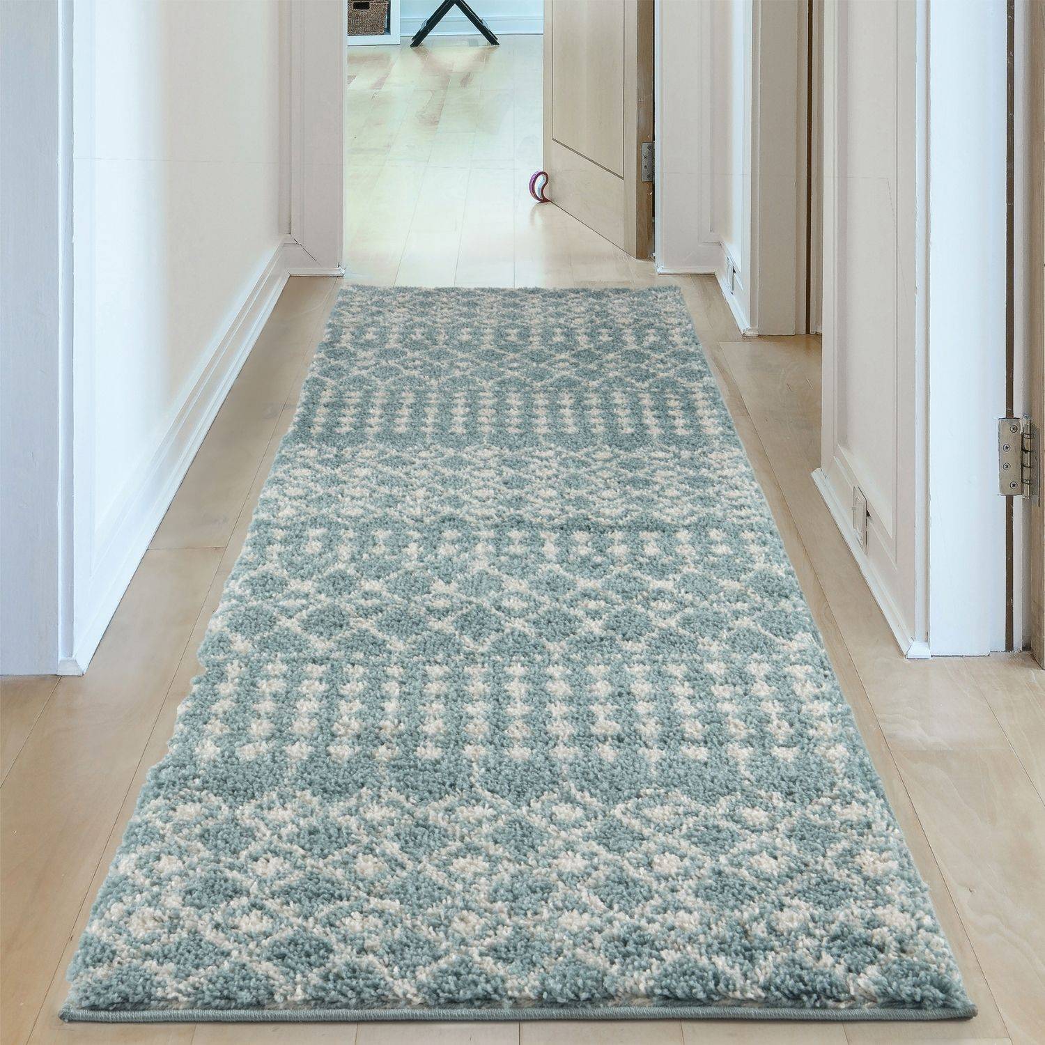 Moroccan Duck Egg Blue Shaggy Rug | 1050 - Bargainia.com - 