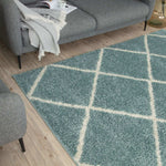 Moroccan Duck Egg Blue Shaggy Rug | 550 - Bargainia.com - 